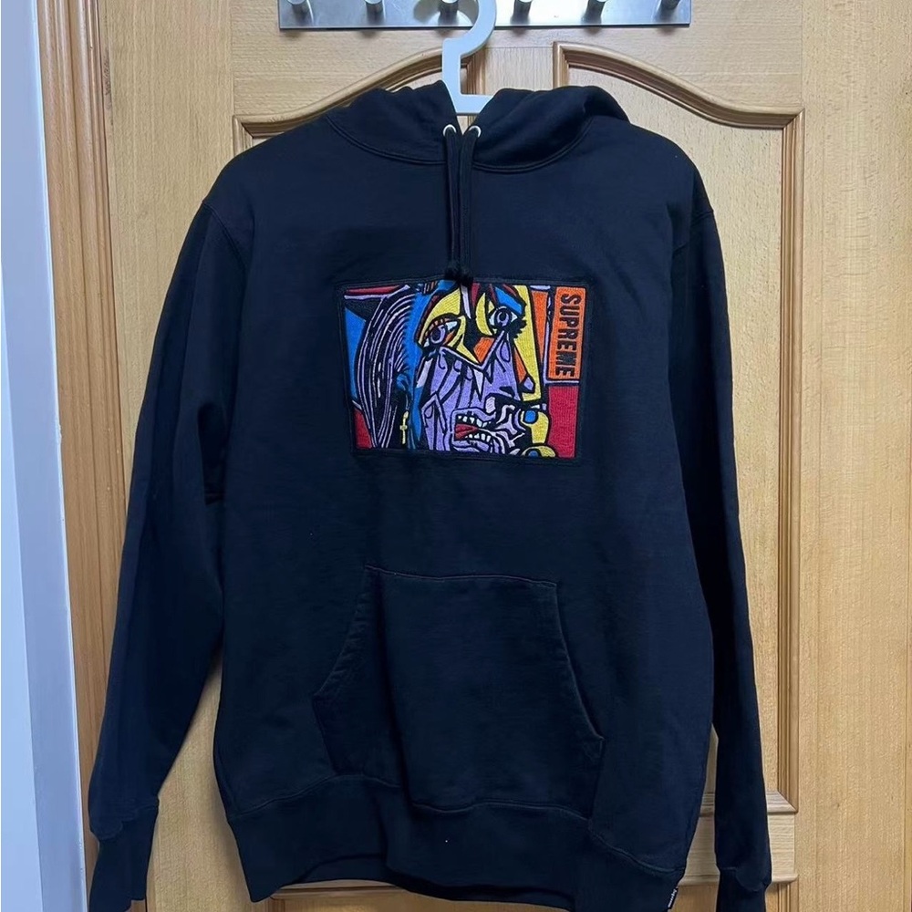 Supreme Black Hoodie Chainstitch Hooded Sweatshirt size Medium